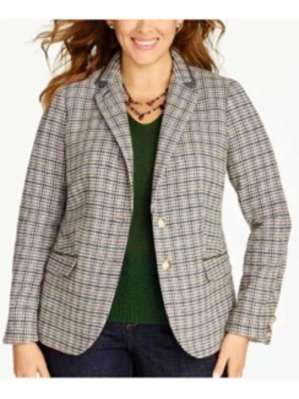 Talbots Houndstooth Wool Blend Blazer Pink Owl Lining Classic Plus 20W